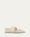 Vibi Venezia Convertible Bow-trimmed Canvas Mary Jane Flats In Ecru