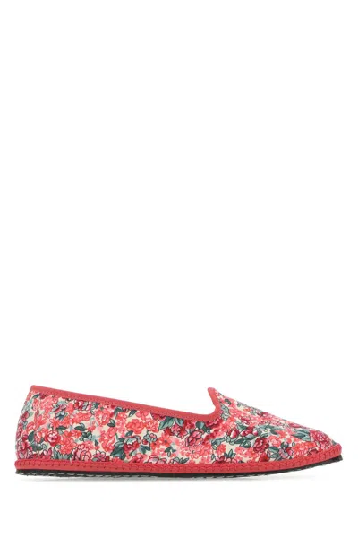 Vibi Venezia Printed Canvas Ballerinas In Multipink