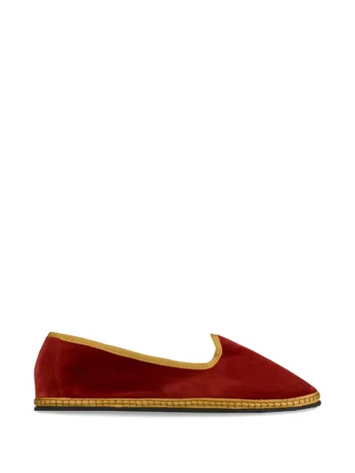Vibi Venezia Friulane Velvet Ballet Flats In Burgundy