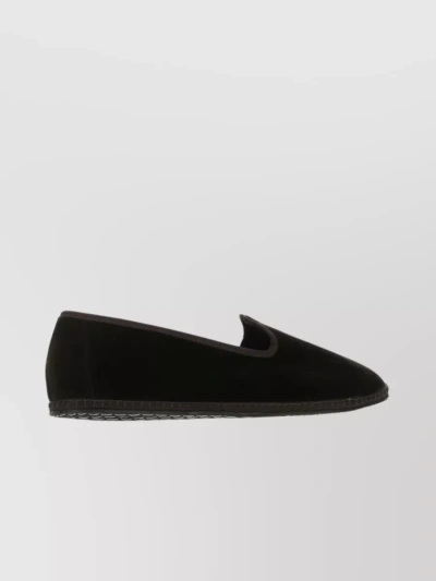 Vibi Venezia Round Toe Amerigo Velvet Loafers In Black