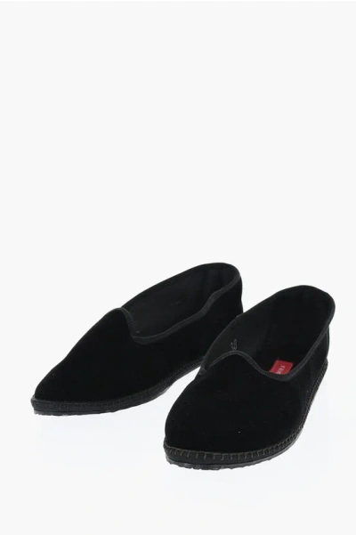 Vibi Venezia 10mm Nero Velvet Loafers In Black