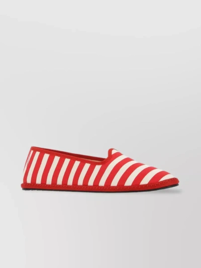 Vibi Venezia Striped Canvas Round Toe Loafers In Red