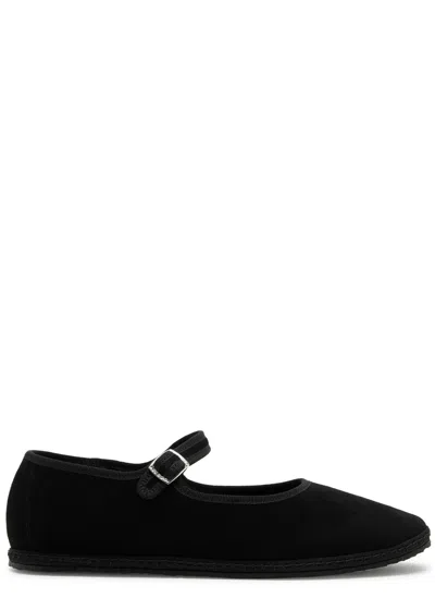 Vibi Venezia Suede Mary Jane Flats In Black