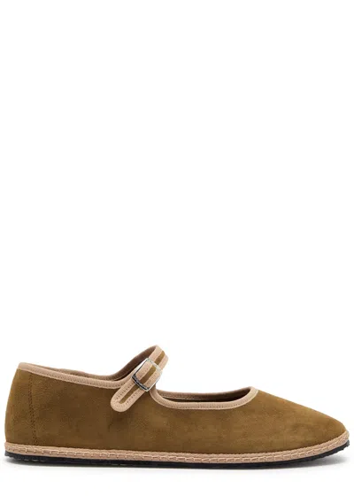Vibi Venezia Suede Mary Jane Flats In Brown