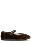 Vibi Venezia Velvet Mary Jane Flats In Brown