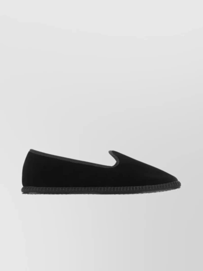Vibi Venezia Velvet Round Toe Loafers In Black