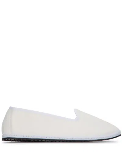 Vibi Venezia Velvet Round-toe Loafers In White