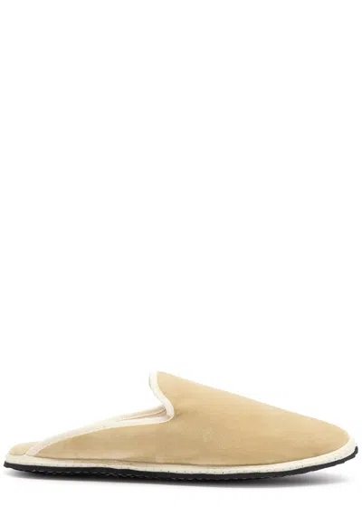 Vibi Venezia Velvet Sliders In Beige