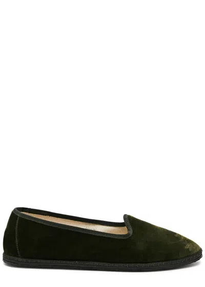 Vibi Venezia Velvet Slippers In Green