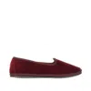 Vibi Venezia Low Cut Round Toe Velvet Ballerina Shoes In Red