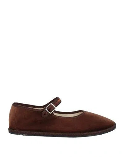 Vibi Venezia Woman Ballet Flats Chocolate Brown Size 9 Textile Fibers