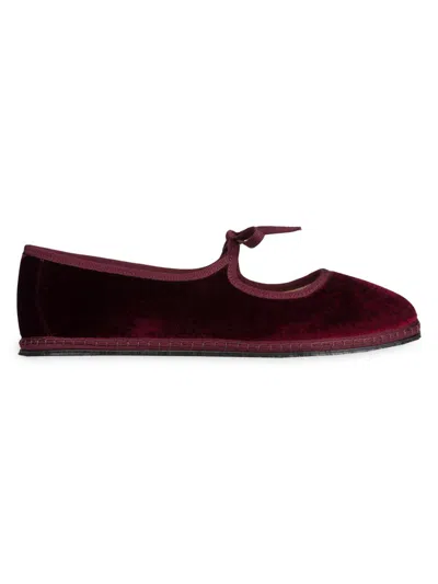 Vibi Venezia Women's Brigitte Satin Velvet Slippers In Burgundy