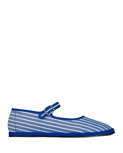 Vibi Venezia Women's Classic Cotton Mary Jane Flats In Blue Stripes