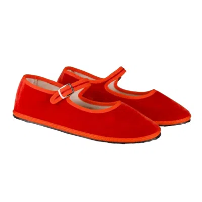 Vibi Venezia 10mm Mary Jane Rosso Velvet Slippers In Red