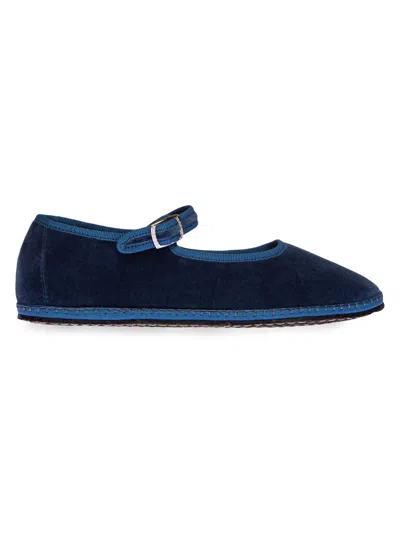 Vibi Venezia Women's Timeless Delfina Velvet Mary Janes In Blue