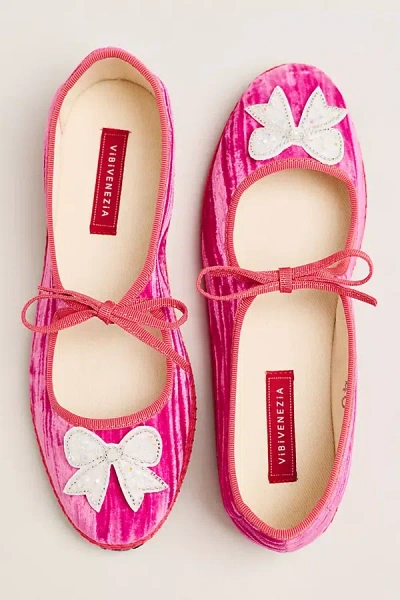 Vibi Venezia X Anthropologie Exclusive Brigitte Bow Flats In Pink
