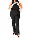 Vibrant Amelia Front Slit Jeans In Black In Black