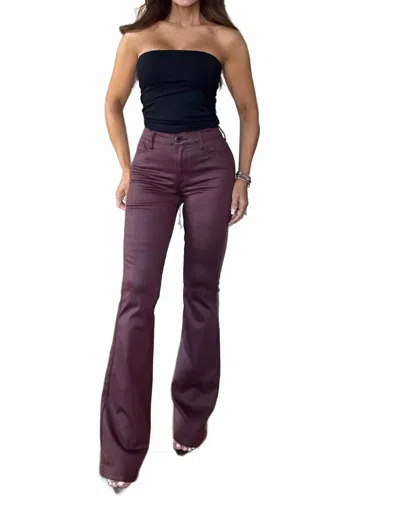 Vibrant Gracie Boot Cut Coated Denim Jeans In Burgundy In Multi