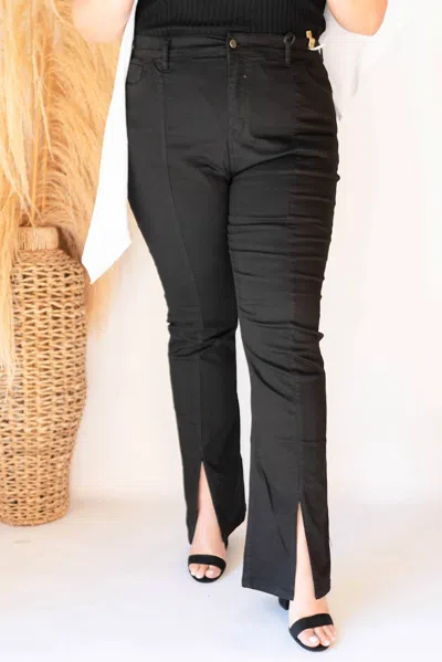 Vibrant M.i.u Amelia Front Slit Jeans In Black