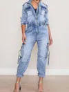 Vibrant M.i.u Cargo Jumpsuit In Denim In Multi