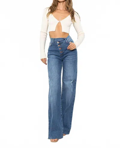 Vibrant M.i.u Coco High-rise Wide Jeans In Blue