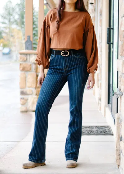 Vibrant M.i.u Metallic Stripe Bootcut Pants In Dark Stone In Multi