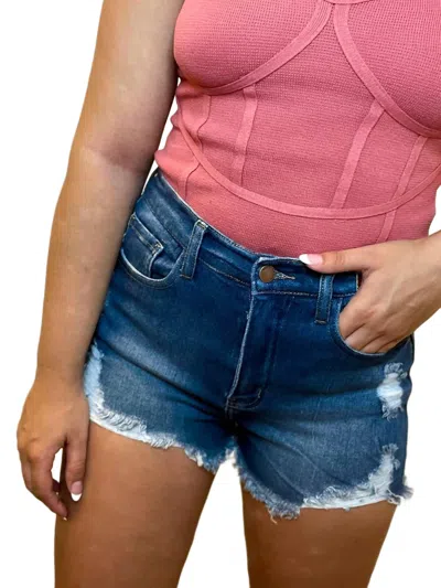 Vibrant M.i.u Never Change Denim Short In Medium Wash In Multi
