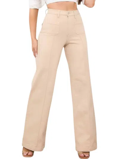 Vibrant M.i.u Square Pocket Wide Leg Jeans In Sand In Beige