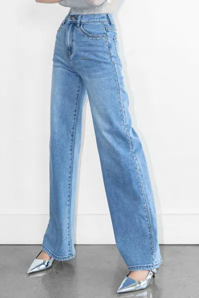 Vibrant M.i.u Stud Wide Leg Jeans In Blue
