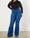 Vibrant M.i.u Sweetheart Flare Jeans - Plus In Medium Stone In Silver