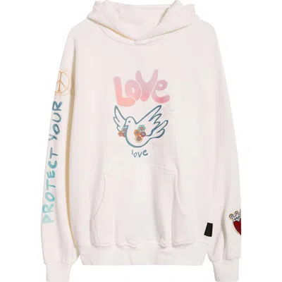 Vic Garcia World Sweet Bird Graphic Cotton Pullover Hoodie In White