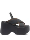 Vic Matie Denim Plateau Sandals In Black