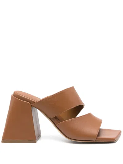 Vic Matie 100mm Leather Sandals In Kaki