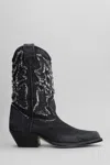 Vic Matie Denim 155 Texan Ankle Boots In Black Denim