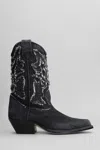 Vic Matie Denim 155 Texan Ankle Boots In Black Denim