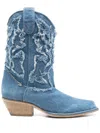 Vic Matie Denim 505 Texan Ankle Boots In Blue Denim In Blue