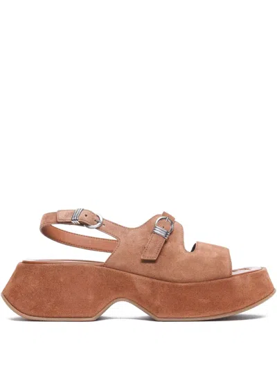 Vic Matie 60mm Leather Platform Sandals In Brown