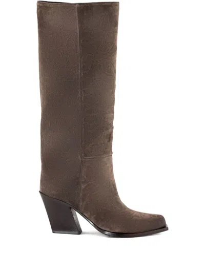 Vic Matie 88mm Block-heel Suede Boots In Brown