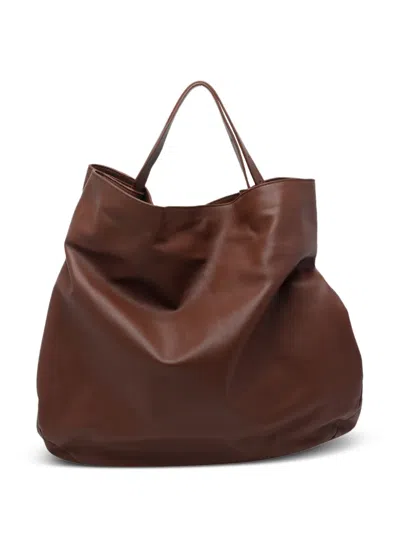 Vic Matie Ada Leather Tote Bag In Brown