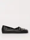 Vic Matie Square Closed Slipper Shoe In Leather With Applied Studs In Schwarz