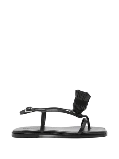 Vic Matie Flat Square-toe Sandals In Black