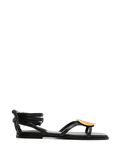 Vic Matie Baron Wrap Leather Sandals In Black