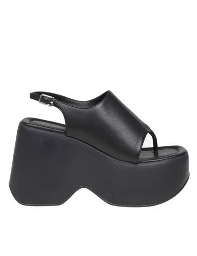 Vic Matie Black Leather Thong Sandals