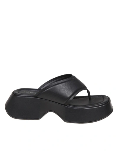 Vic Matie Black Leather Thong Sandals