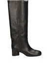 Vic Matie Block-heel Leather Knee-high Boots In Animal Print