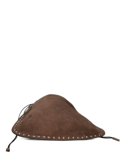 Vic Matie Boho Stud-embellished Suede Shoulder Bag In Brown