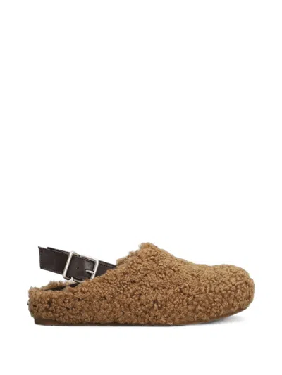 Vic Matie Boho Teddy Shearling-effect Slippers In Brown