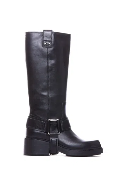 Vic Matie Gaucho Fray Black Leather Boot In Nero
