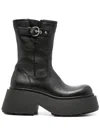 Vic Matie Leather Platform Ankle Boots In Black