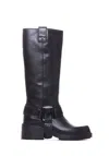 Vic Matie Pampas High Heels Boots In Black Leather In Black